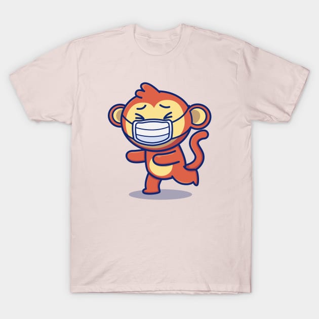 Cute Monkey Wearing Mask T-Shirt by Catalyst Labs